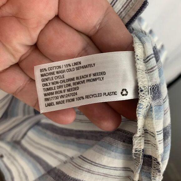 Men’s Target Goodfellow & Co Striped Linen Blend Button Up Shirt M NWT - Picture 4 of 5